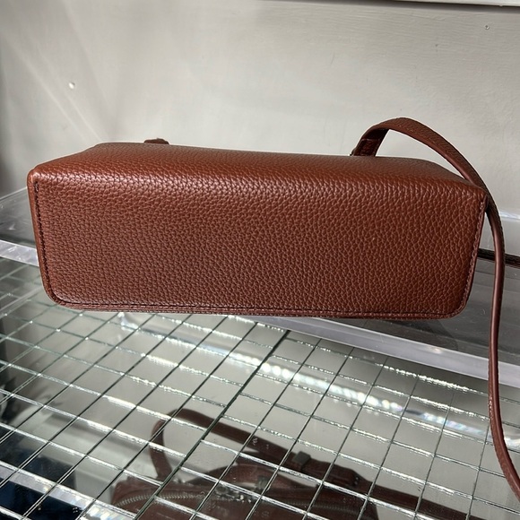 Brown Pebbled Vegan Leather Rice Box Small Crossbody Bag - Picture 6 of 8